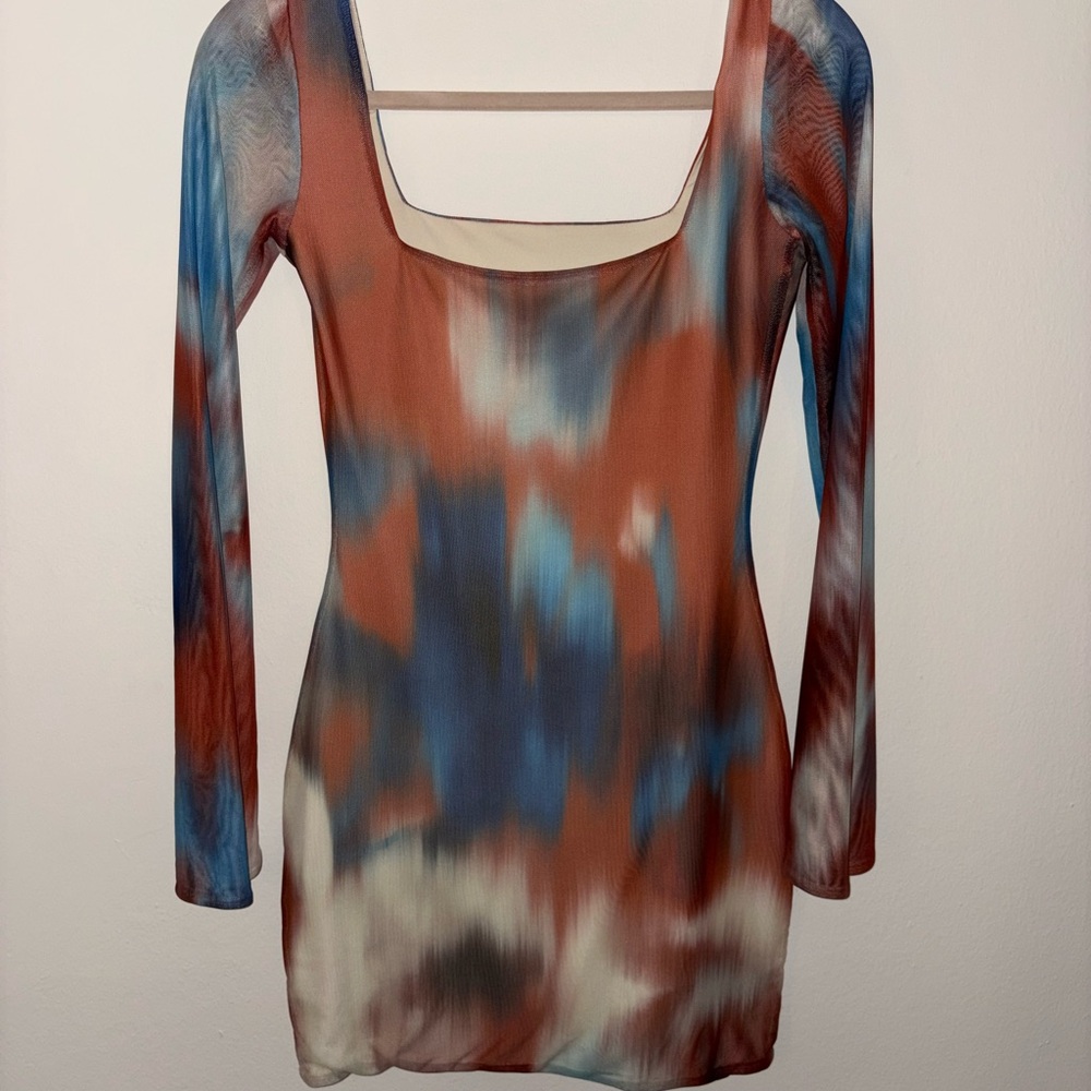 Tie-Dye Long Sleeve Dress